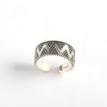 Vintage Dots Wide 925 Sterling Silver Adjustable Ring