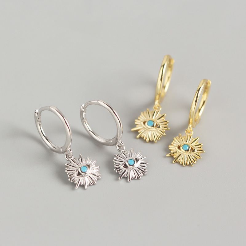 Holiday Eyes 925 Sterling Silver Hoop Earrings