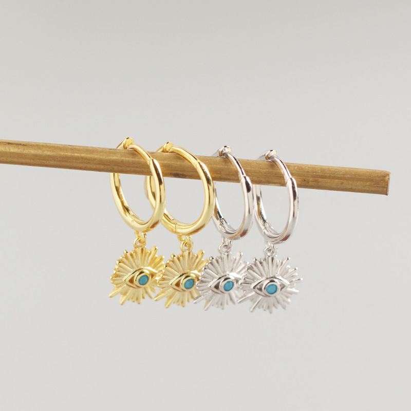 Holiday Eyes 925 Sterling Silver Hoop Earrings