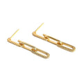 Office CZ Hollow Chain 925 Sterling Silver Dangling Earrings