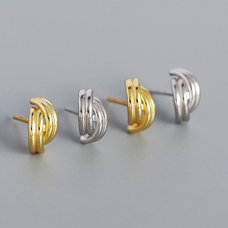 Simple C Shape Cross 925 Sterling Silver Hoop Earrings
