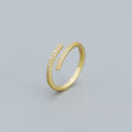 Simple Duo Stagger CZ 925 Sterling Silver Adjustable Ring