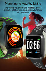 F9 Smart Bracelet Full Color Screen Touch Smartwatch Multiple Motion Patterns Heart Rate Blood Pressure Sleep Monitor  Silver shell blue belt
