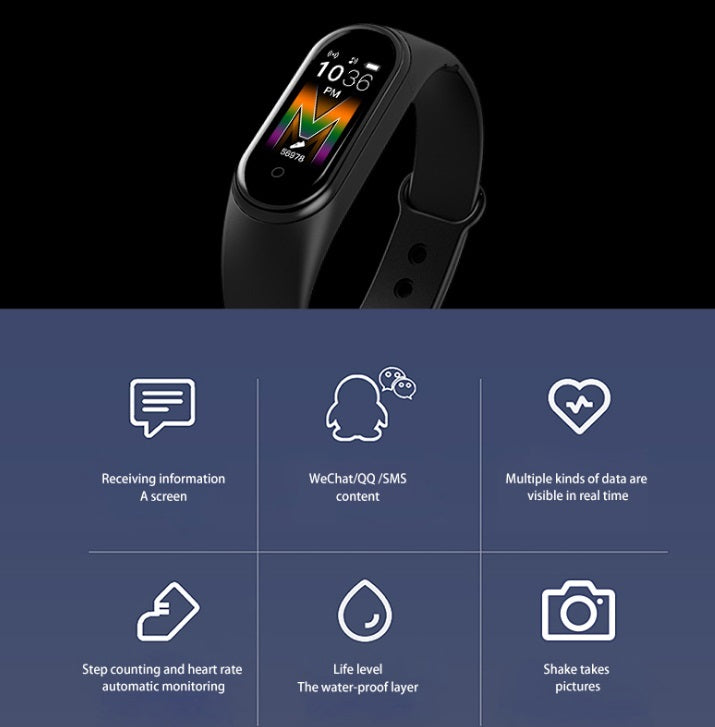 M5 Smart Sports Bracelet Band Sport Watch Vzheart Rate Blood Pressure Oxygen Monitoring Call Reminder Fitness Bracelet purple