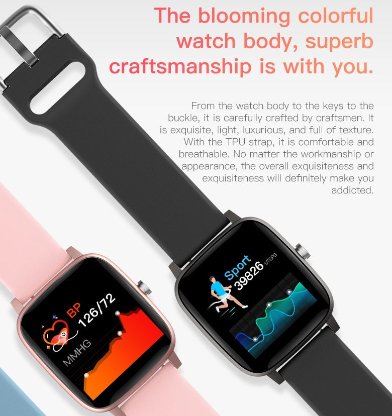T98 Smart Watch Body Temperature Heart Rate Blood Pressure Monitor Sports Tracker Fitness Men Women Smart Bracelet Smartwatch gray