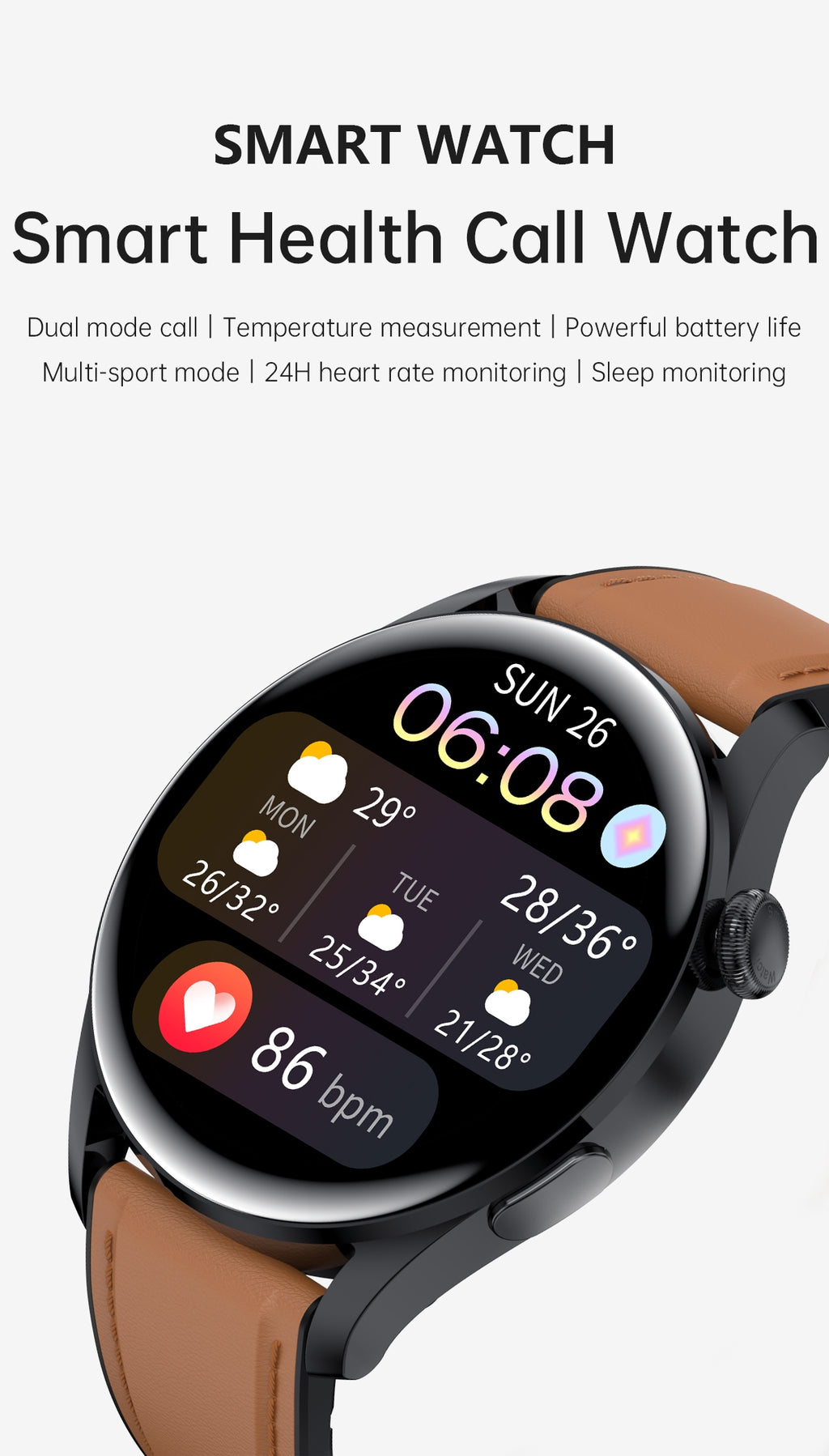 T33s Smart Watch Bluetooth Calling Heart Rate Blood Pressure Blood Oxygen Monitoring Smartwatch Black