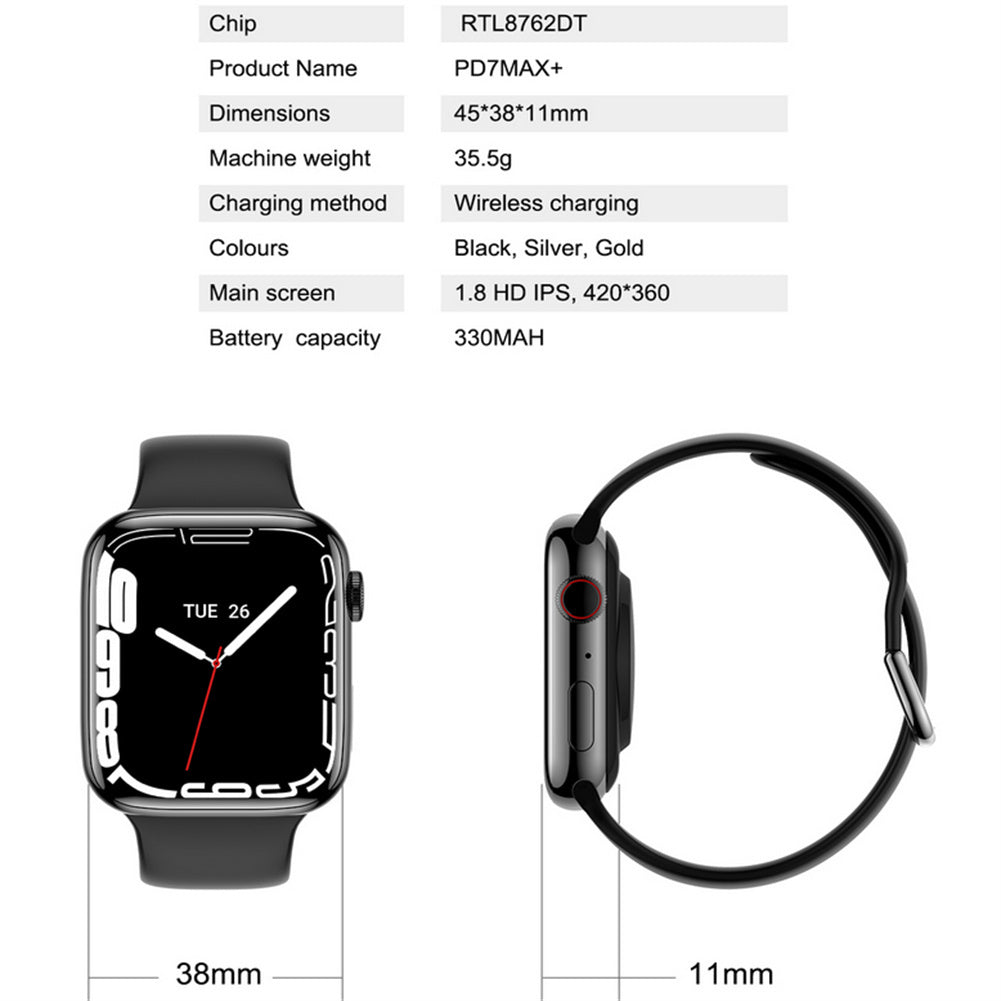 Smartwatch Pd7 Max Iwo 14 Pro Bluetooth Calling Smart Watch 1.8 Inch Touch-screen Bracelet White