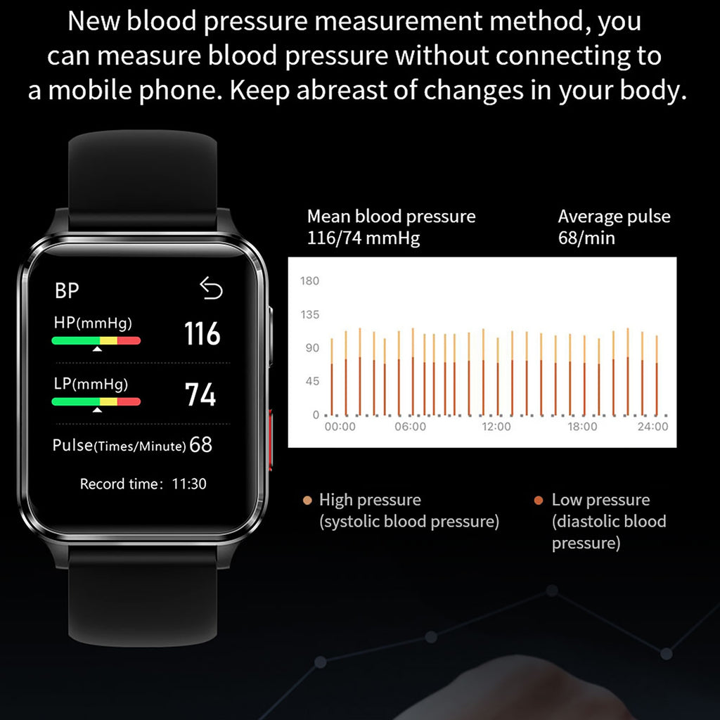 ZEBLAZE Smart Watch S6 Accurate Blood Pressure Blood Oxygen Heart Rate Sleep Monitoring Sports Smartwatch Black Leather