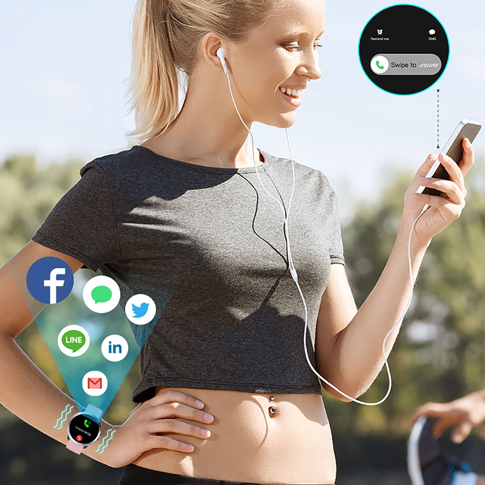 ساعات ZEBLAZE M18plus الذكية للأعمال، مراقبة معدل ضربات القلب والتنفس والأكسجين في الدم، سوار رياضي متعدد الوظائف