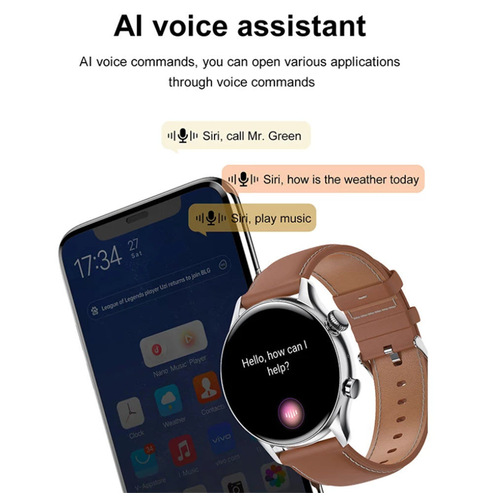 الساعة الذكية Hk8pro شاشة أموليد 1.36 بوصة مكالمات بلوتوث سوار تحكم صوتي مقاومة للماء IP68