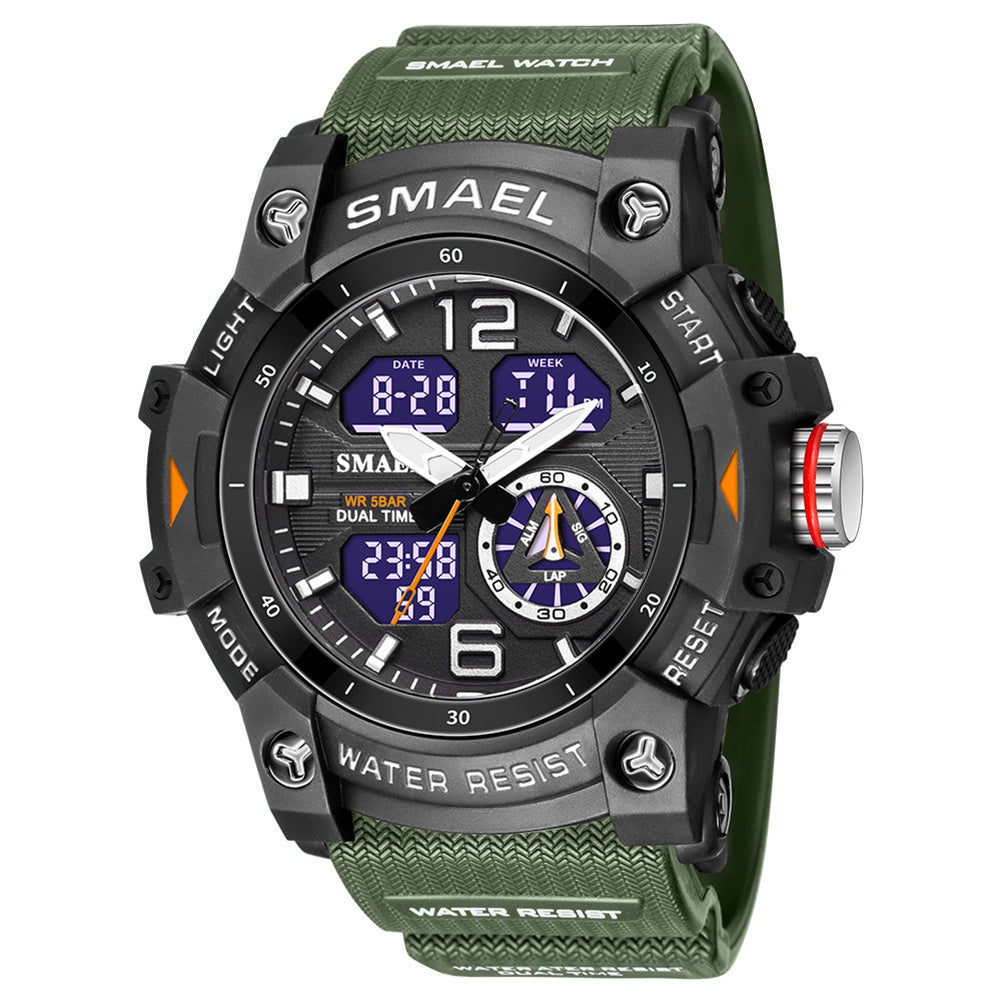 SMAEL Luxury Men Fashion Business Watch Led Digital Sports Quartz Wristwatch Casual Waterproof Watches Navy Blue