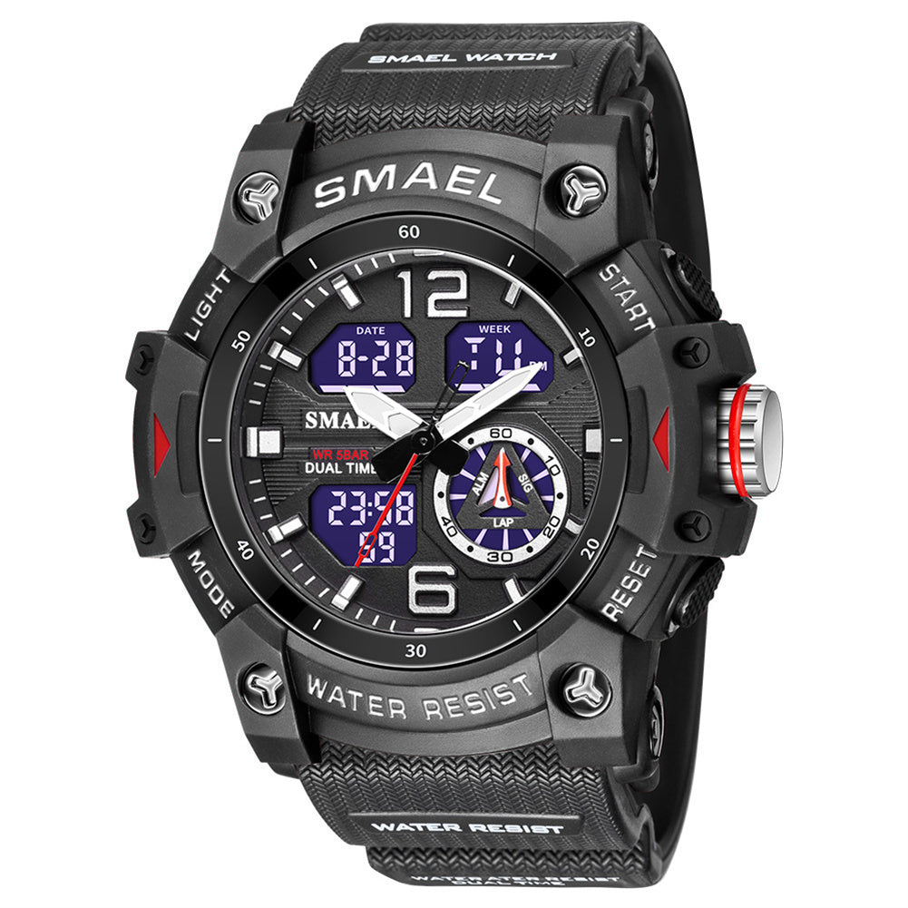 SMAEL Luxury Men Fashion Business Watch Led Digital Sports Quartz Wristwatch Casual Waterproof Watches Navy Blue
