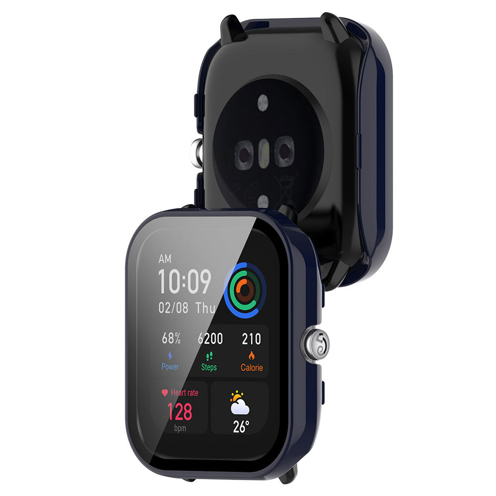 Screen Glass Protector Film Case Compatible For Huami Amazfit Gts4 Mini Smartwatch Full Protective Cover Ink blue