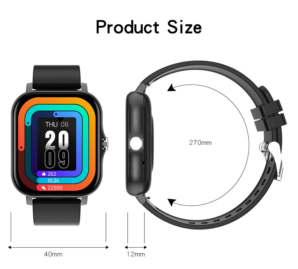 Gt20 Smart Watch 1.69 Inch Full Touch Bluetooth Call Music Watch Health Monitoring Bracelet Black Steel Strap