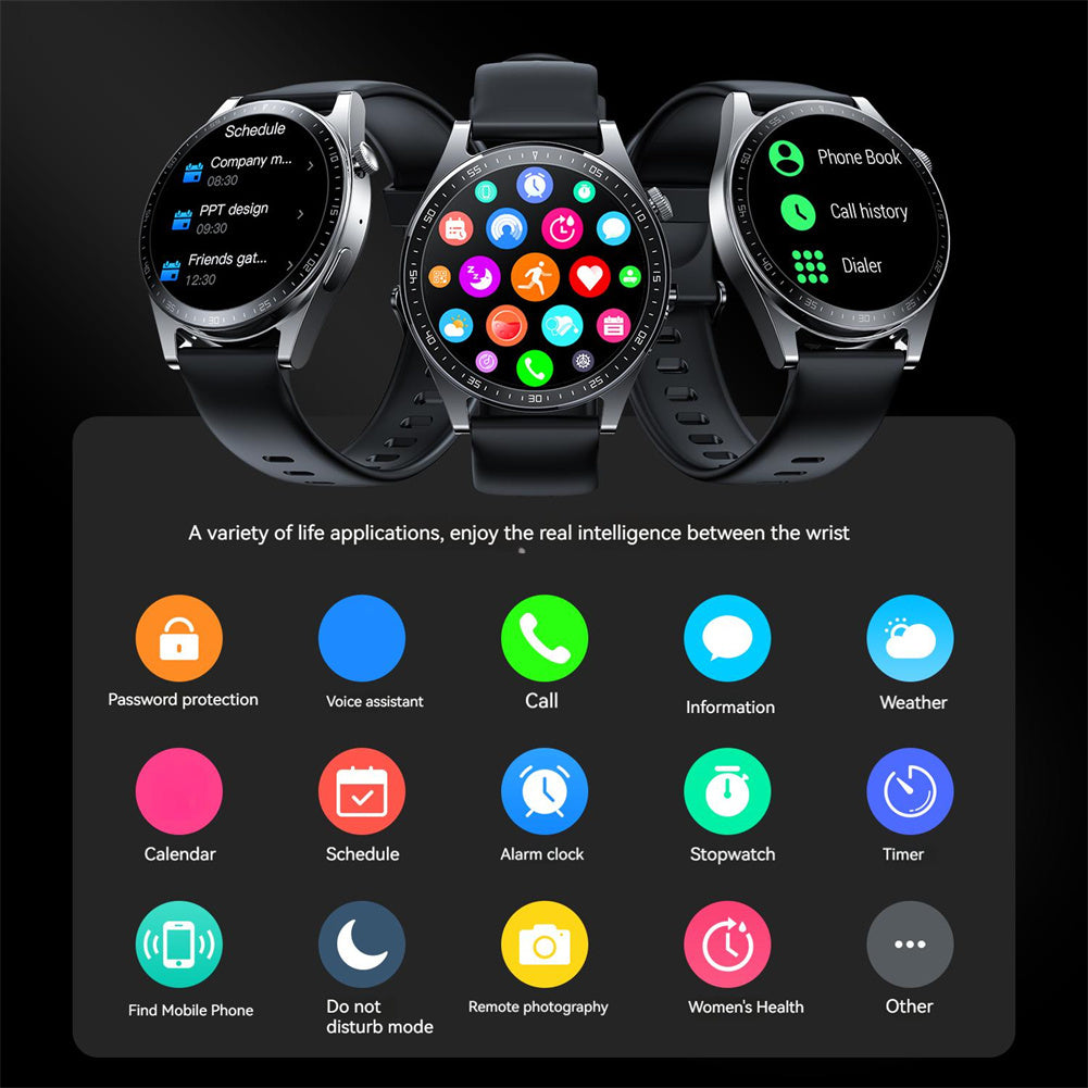 Fc2 Smart Watch Bluetooth Call Music Playing Heart Rate Monitoring Smartwatch Sports Bracelet Black