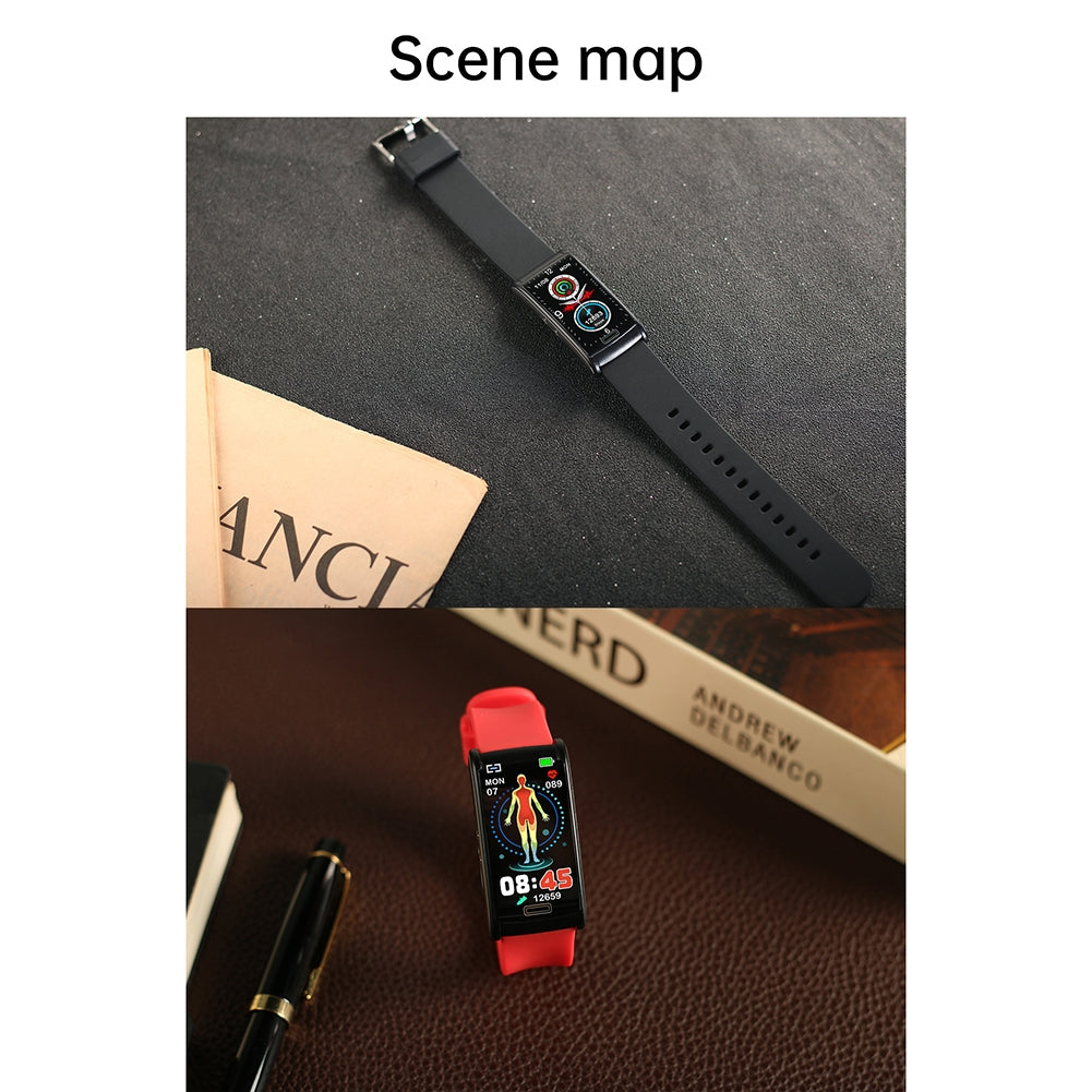 E600 Smart Watch Touch Screen Blood Sugar Ecg Blood Oxygen Monitoring Waterproof Sports Watch Blue Silicone