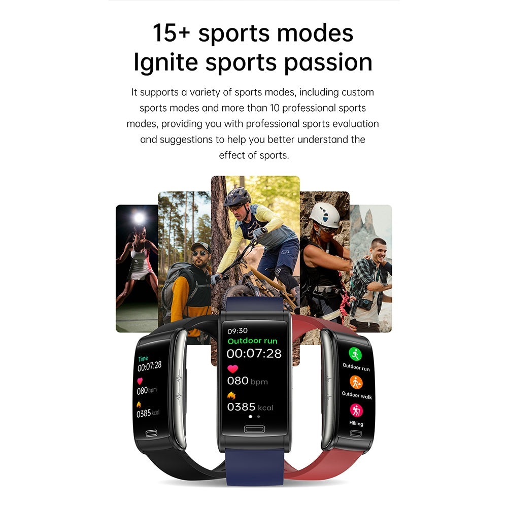 E600 Smart Watch Touch Screen Blood Sugar Ecg Blood Oxygen Monitoring Waterproof Sports Watch Blue Silicone