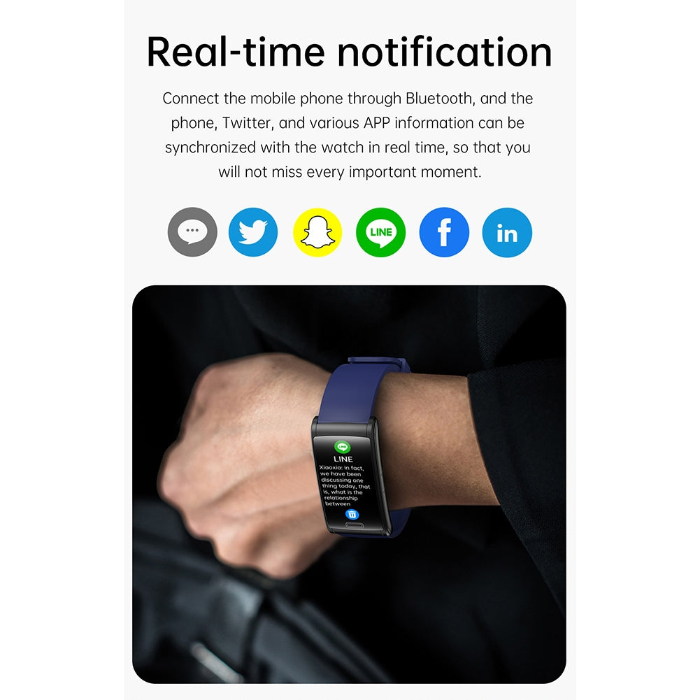 E600 Smart Watch Touch Screen Blood Sugar Ecg Blood Oxygen Monitoring Waterproof Sports Watch Blue Silicone