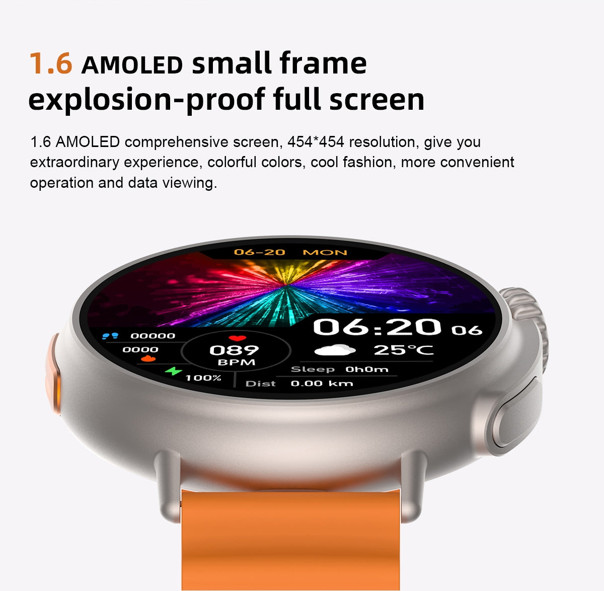 Smartwatch with a colorful display on a white background