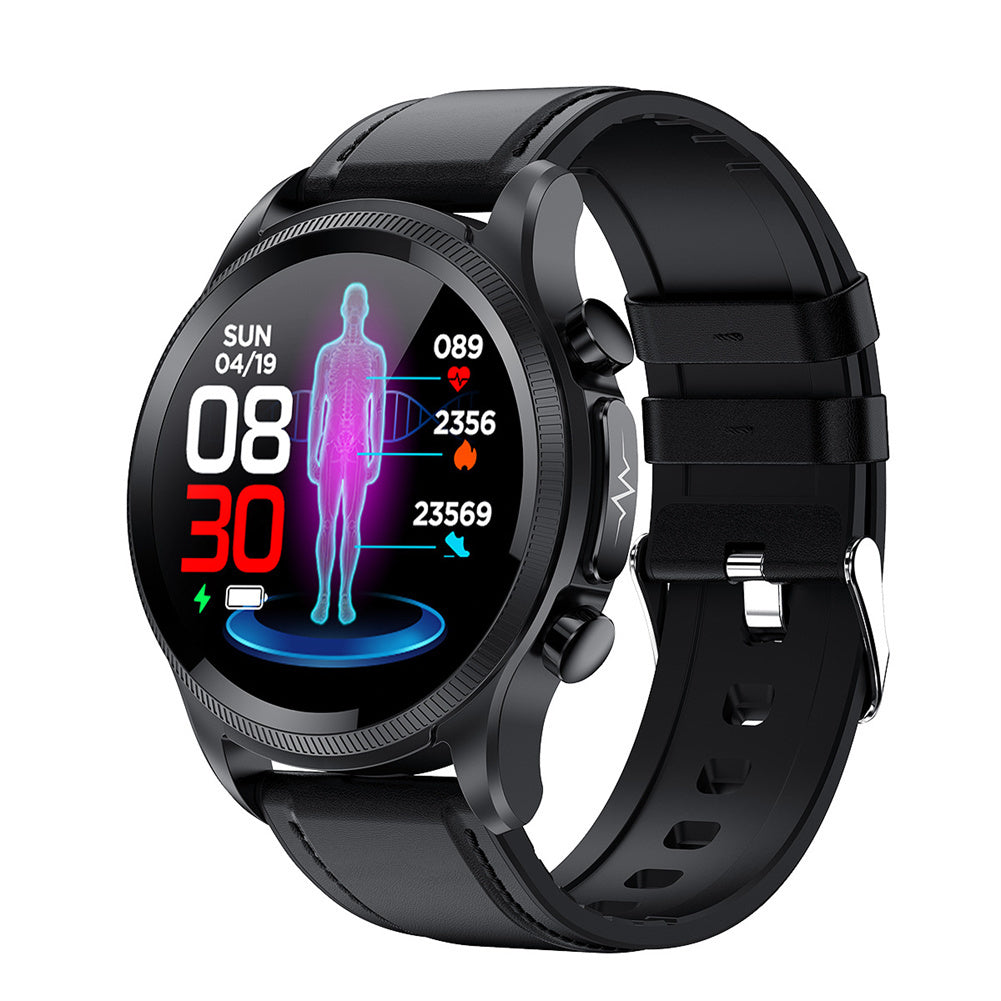 E400 Smart Watch Full Touch Screen Ecg Ppg Blood Oxygen Monitoring Ip68 Waterproof Smartwatch Blue Belt