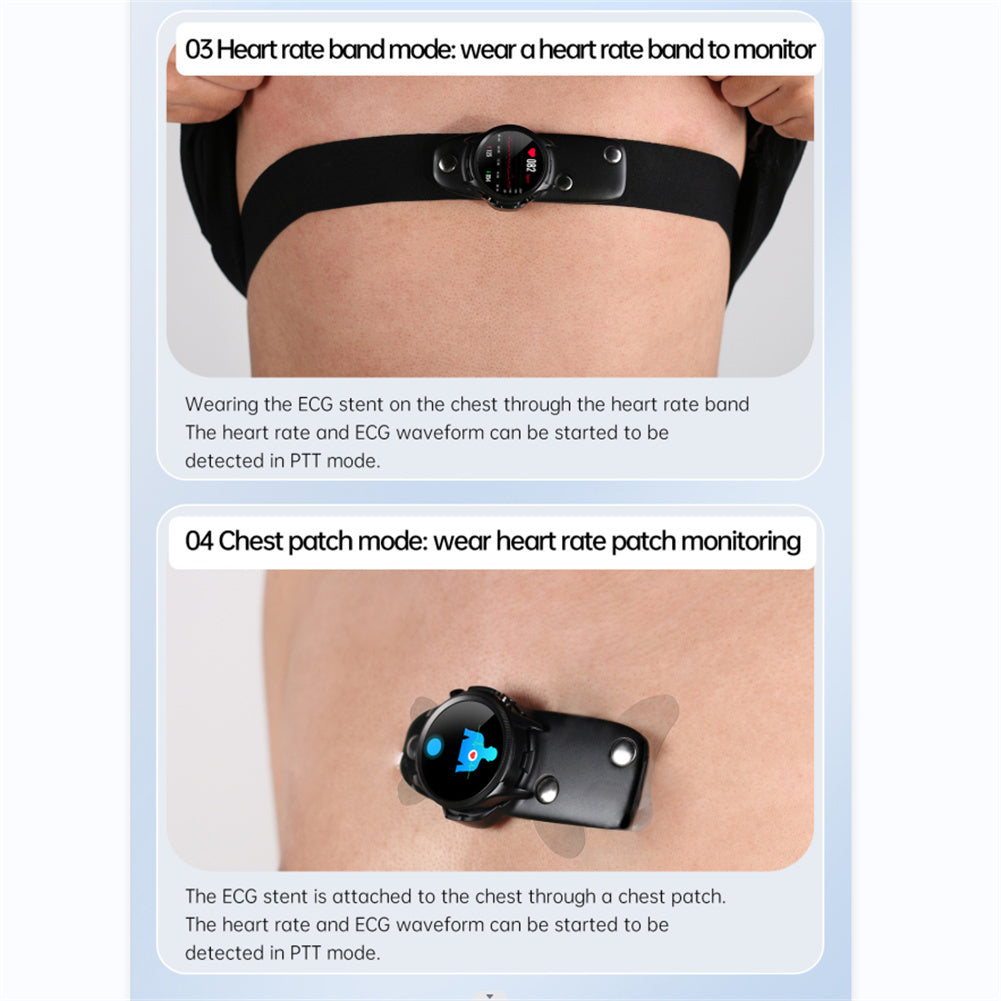 E400 Smart Watch Full Touch Screen Ecg Ppg Blood Oxygen Monitoring Ip68 Waterproof Smartwatch Blue Belt