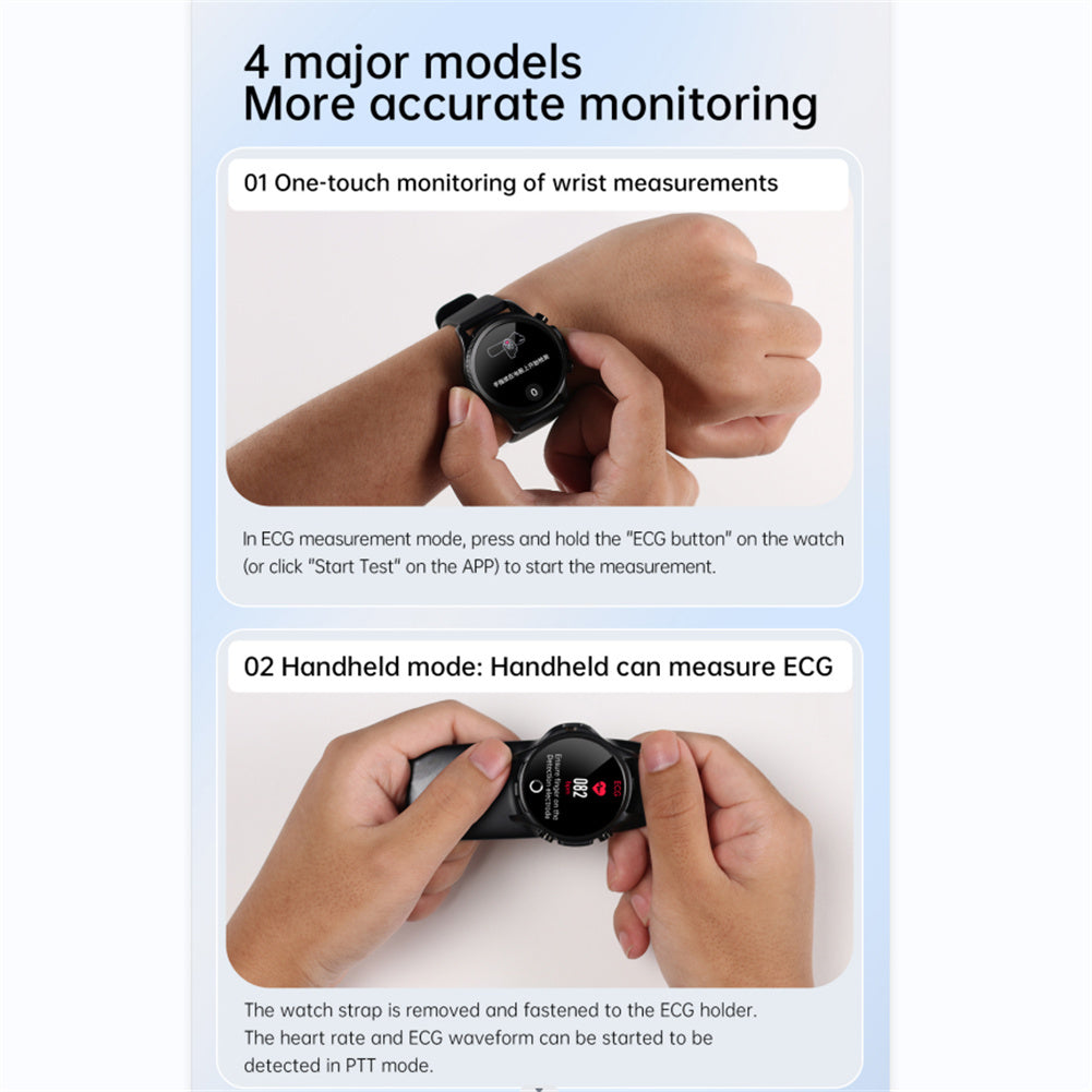 E400 Smart Watch Full Touch Screen Ecg Ppg Blood Oxygen Monitoring Ip68 Waterproof Smartwatch Blue Belt