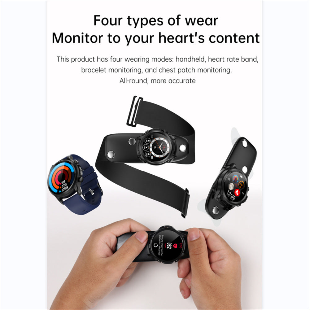 E400 Smart Watch Full Touch Screen Ecg Ppg Blood Oxygen Monitoring Ip68 Waterproof Smartwatch Blue Belt