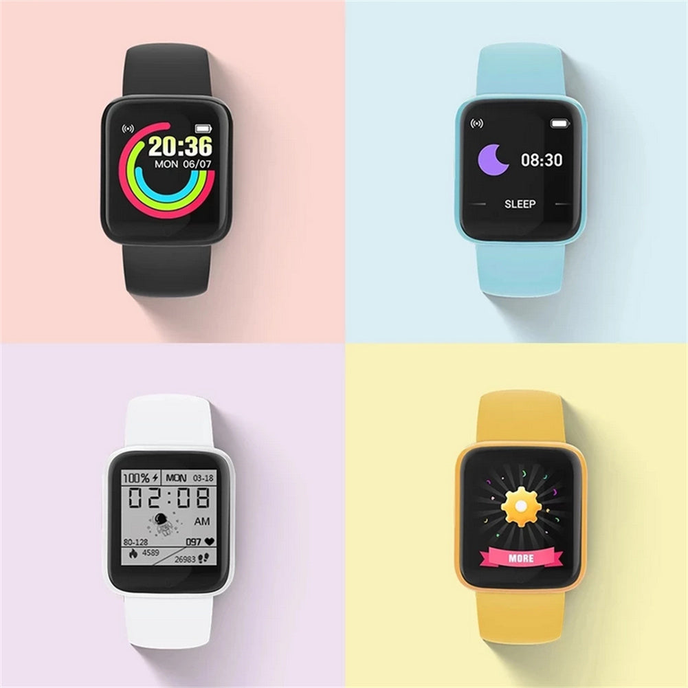 Y68 Pro Smart Watch For Men Women Bluetooth Heart Rate Monitor Fitness Sports Smartwatch (Macaron) black