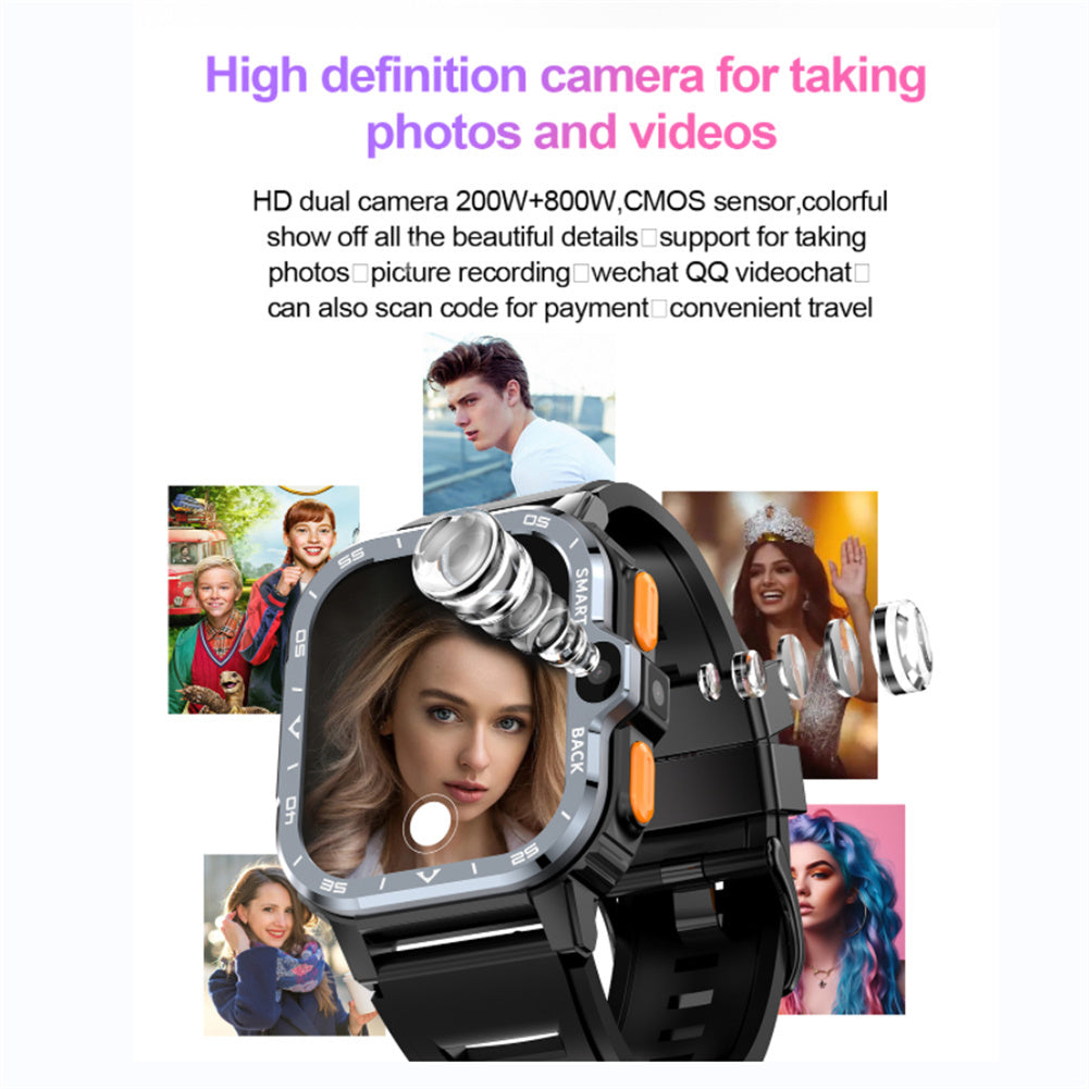 PGD Watch Smart Watch 2.03 Inch Screen Wifi Video Calls Watches for Android Phones with Heart Rate Monitor Black 16gb