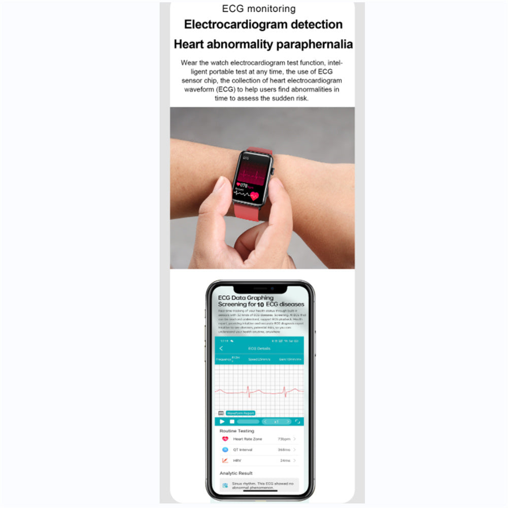 ET620 1.57 inch Smart Watch Waterproof Full Touch Fitness Smart Watch Heart Rate Blood Oxygen Monitor Message Reminder Fitness Tracker For Men Women black belt