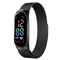 LED Electronic Watch Fashion Touch Screen Waterproof Wristwatch With Magnetic Milanese Band For Men Women black
