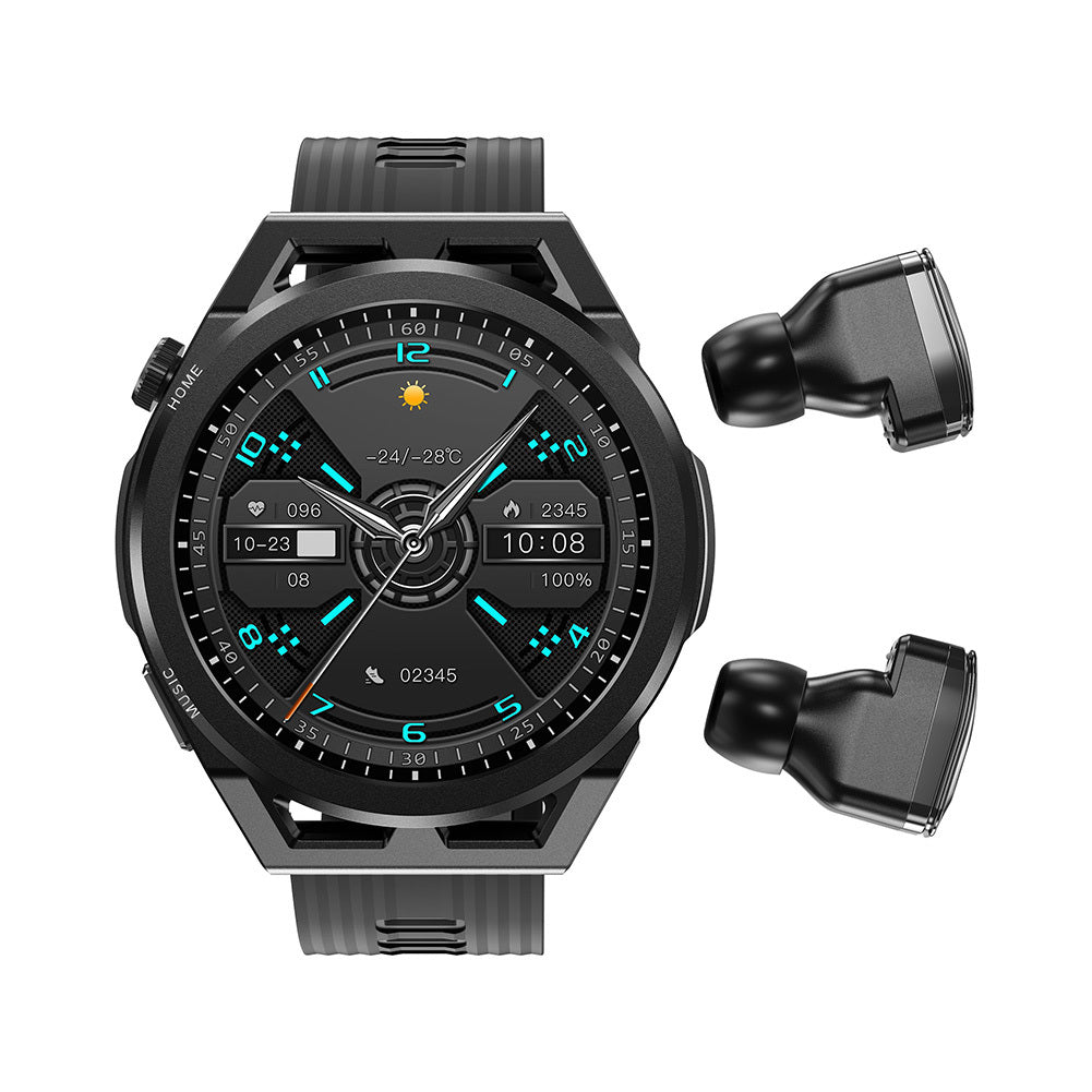 N18 2-in-1 Smart Watch with Earbuds Fitness Tracker Heart Rate Blood Pressure Sleep Monitor Black