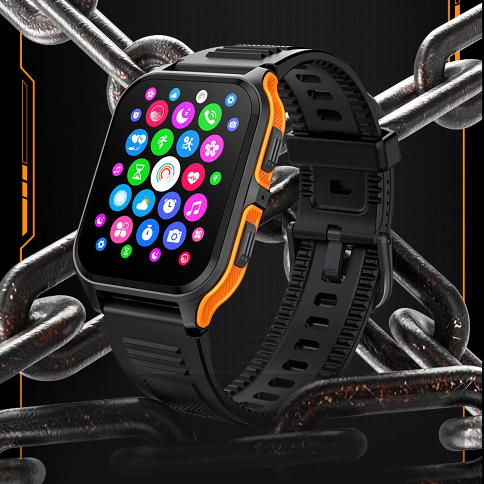 P73 Smart Watch 1.83 Inch Screen Fitness Smartwatch Heart Rate Blood Oxygen Monitor Waterproof Watch Orange