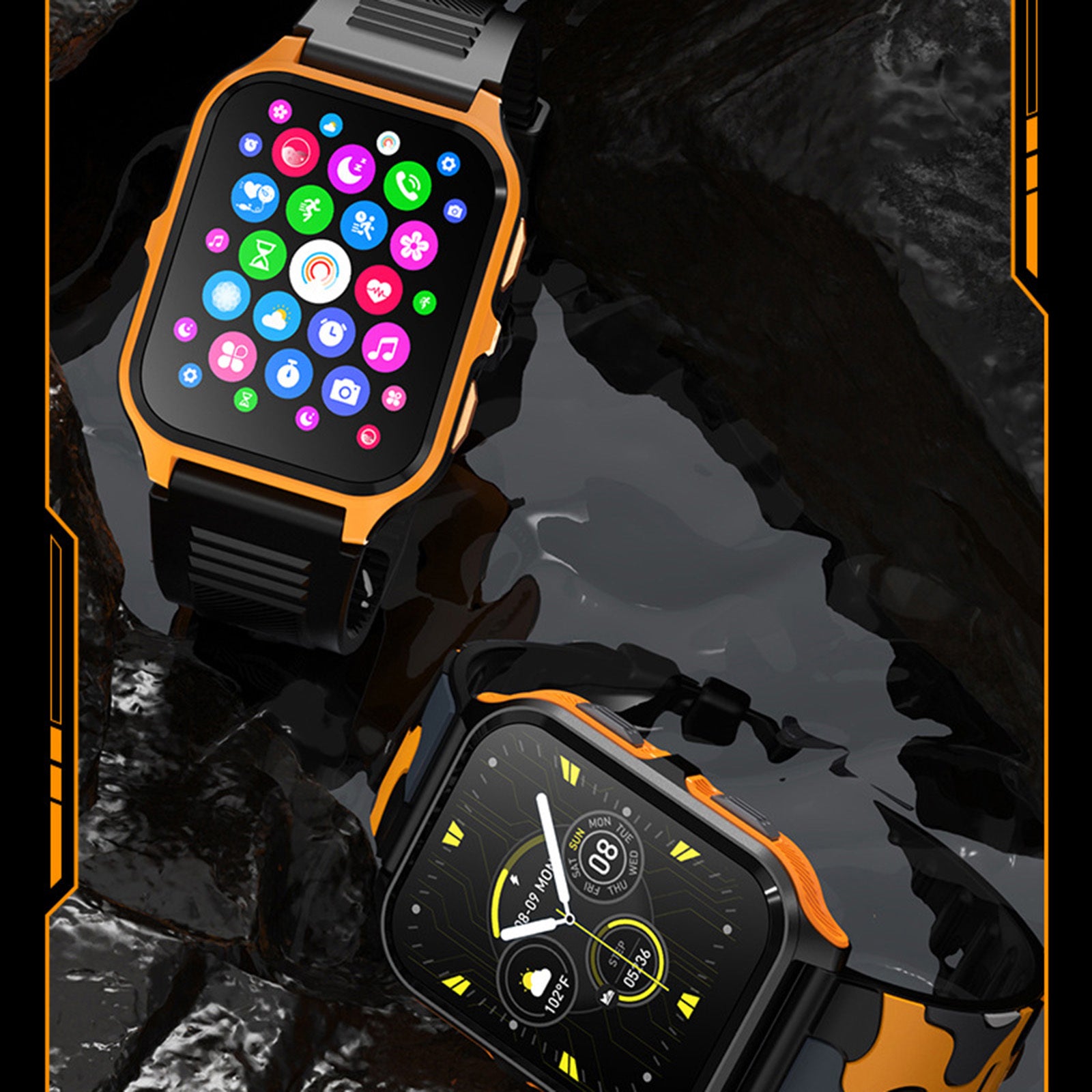 P73 Smart Watch 1.83 Inch Screen Fitness Smartwatch Heart Rate Blood Oxygen Monitor Waterproof Watch Orange