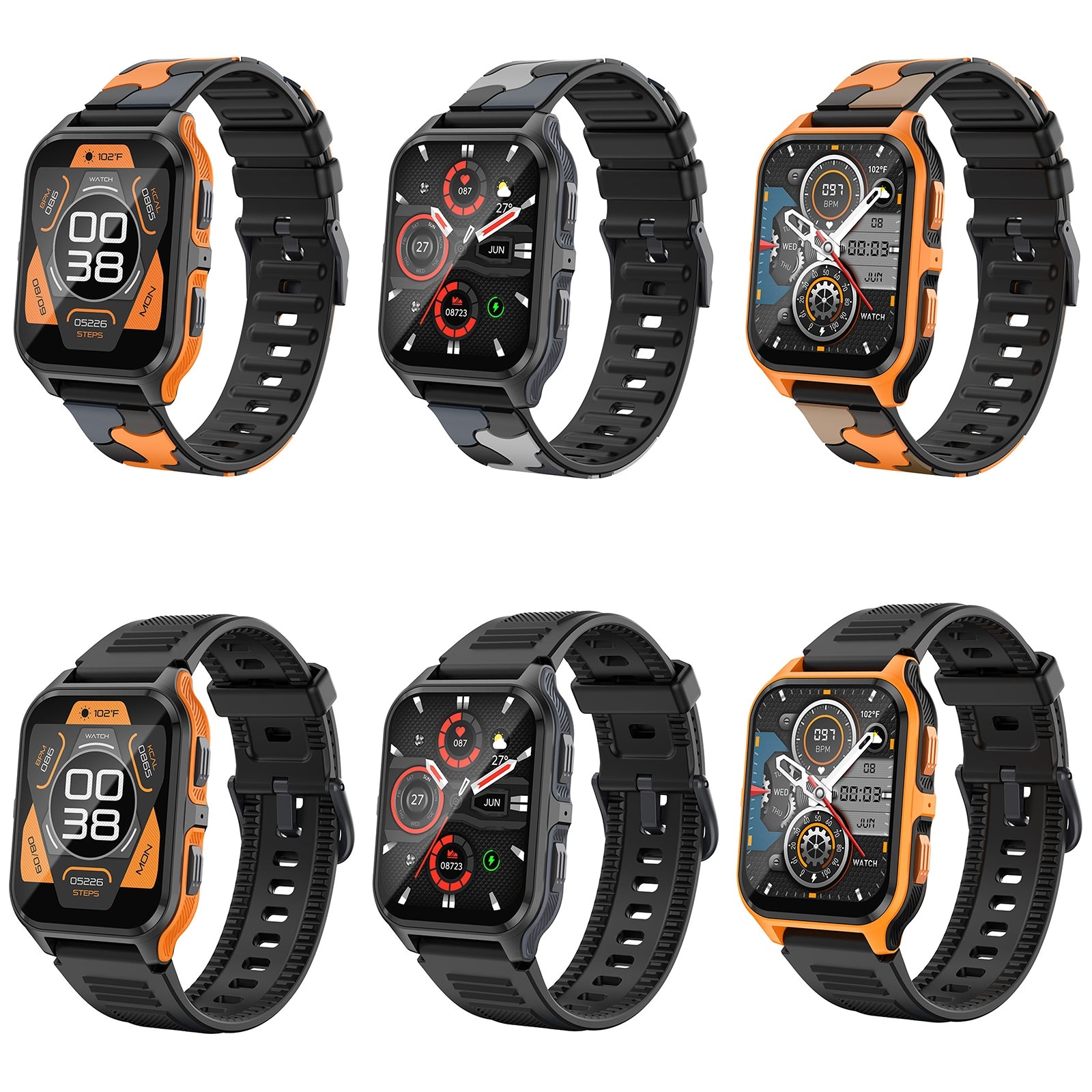 P73 Smart Watch 1.83 Inch Screen Fitness Smartwatch Heart Rate Blood Oxygen Monitor Waterproof Watch Orange