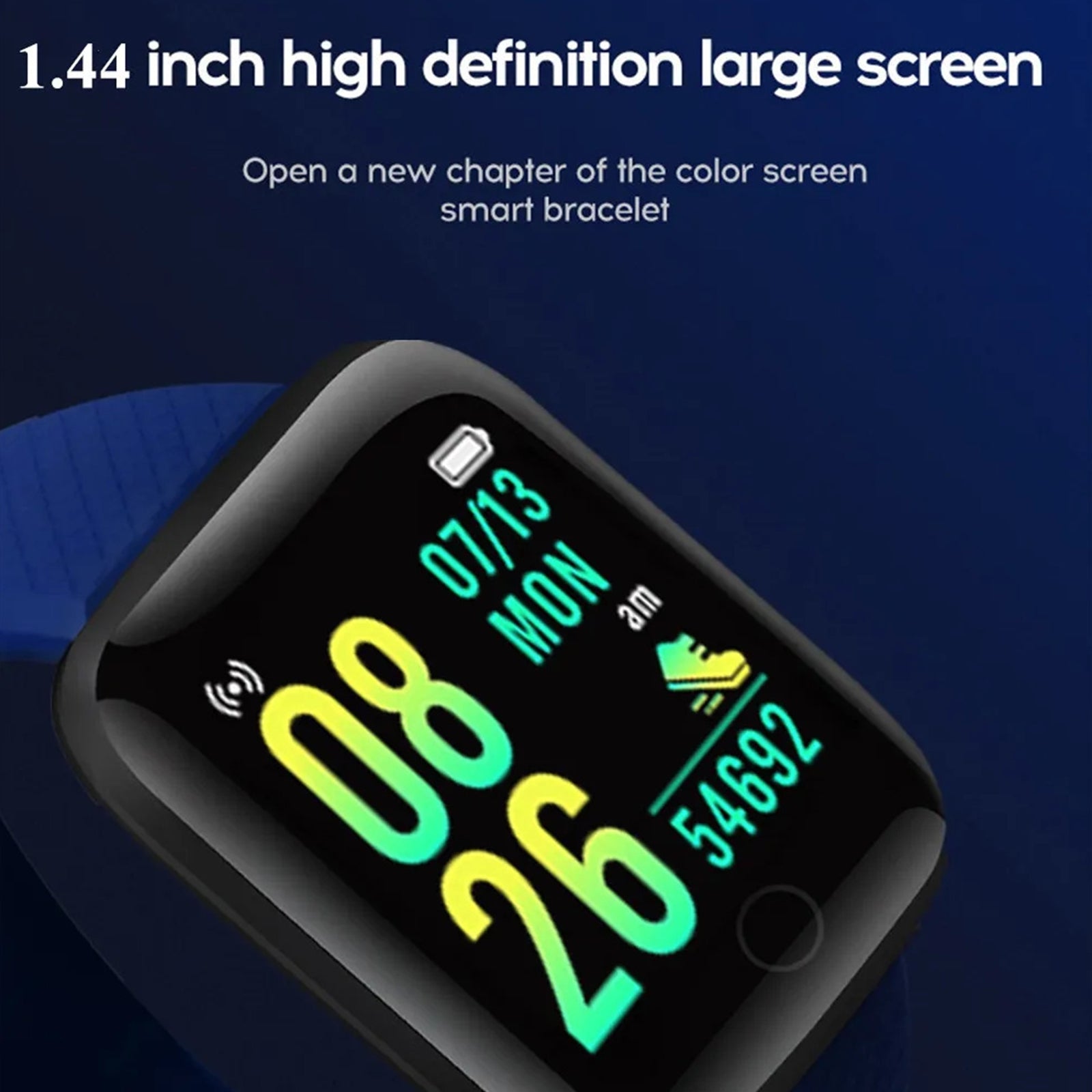116Plus Smart Watch 1.44 Inch Touch Screen Fitness Smart Watch Heart Rate Monitor Sports Watch For Men Women blue