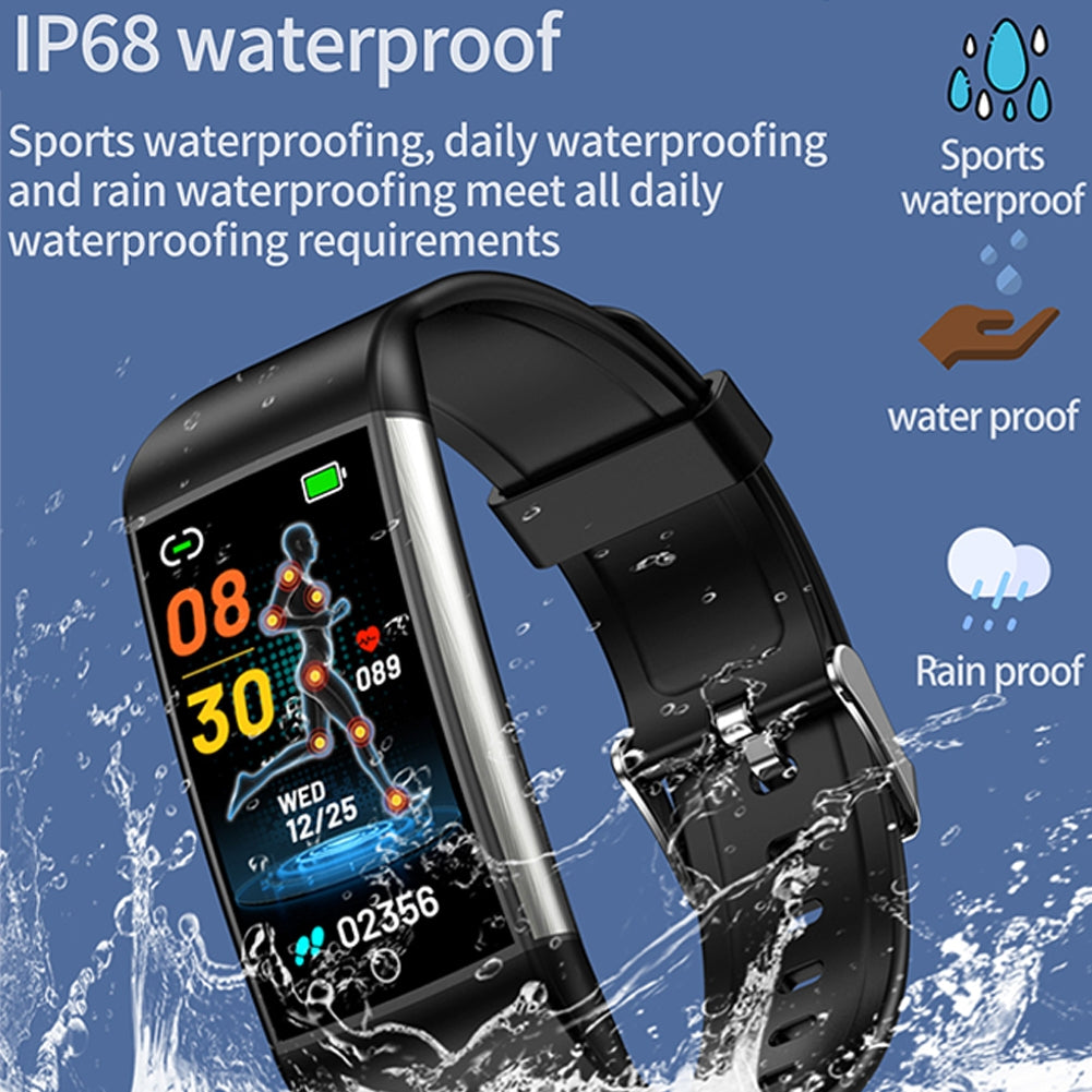 Smartwatch with water resistance features on a blue background