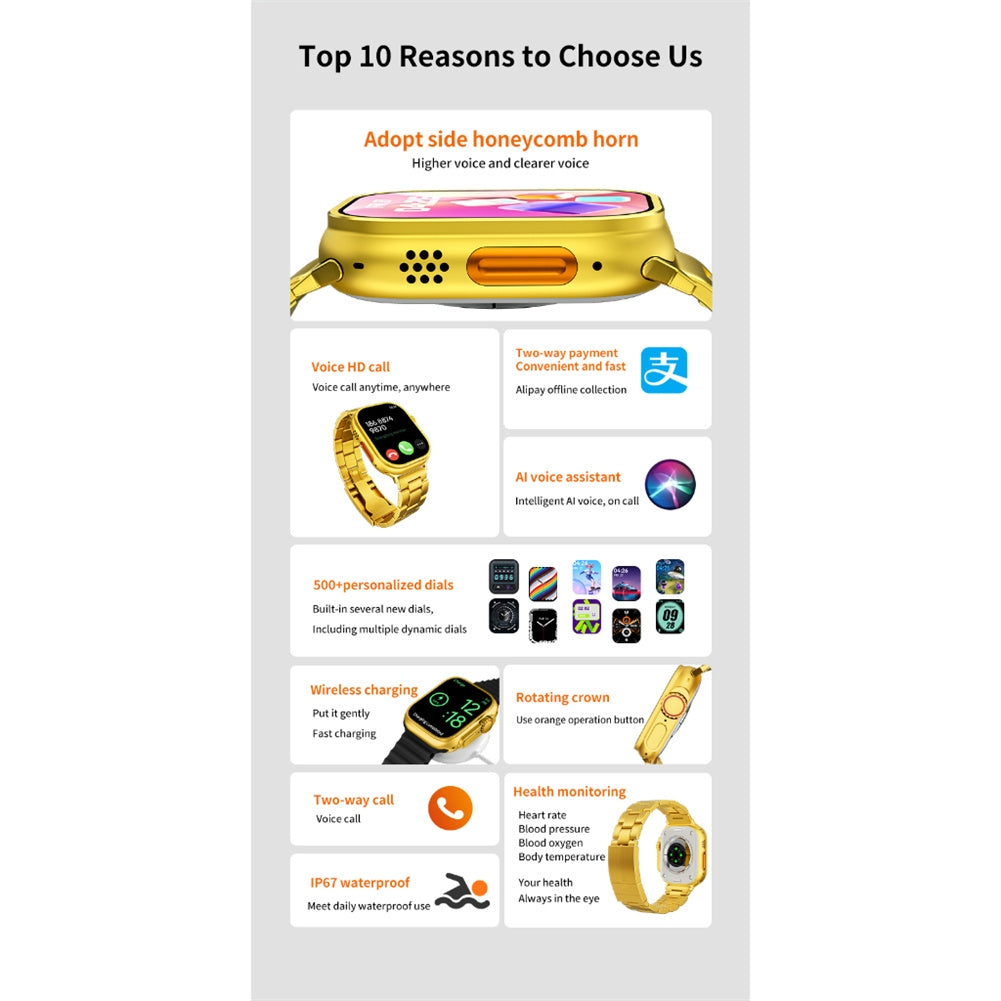 Smart Watch Answer/Make Calls 2.15" Fitness Tracker Smartwatch IP67 Waterproof Watches Heart Rate Sleep Monitor grey