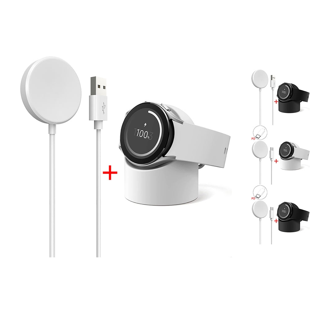 Smart Watch Charger Adapter Lightweight Charging Cable Wireless Charging Bracket Portable Watch Charger Compatible For Galaxy Watch 6 5 4 3 Smart Watches 39.37Inches/100CM Length PD white