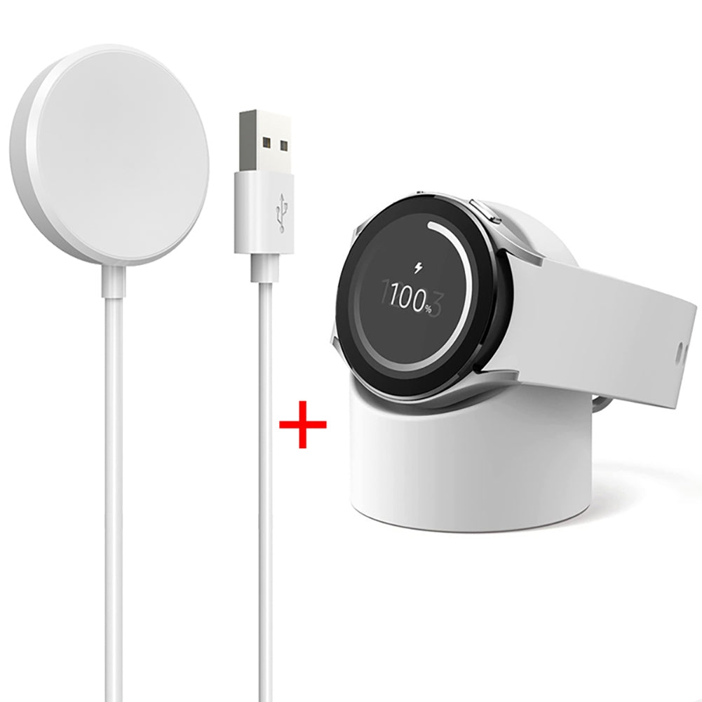 Smart Watch Charger Adapter Lightweight Charging Cable Wireless Charging Bracket Portable Watch Charger Compatible For Galaxy Watch 6 5 4 3 Smart Watches 39.37Inches/100CM Length PD white