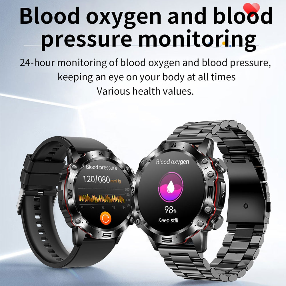 ET482 Smart Watch Answer/Make Calls 1.43 Inch AMOLED Screen IP68 Waterproof Smartwatch Fitness Tracker Black Tape