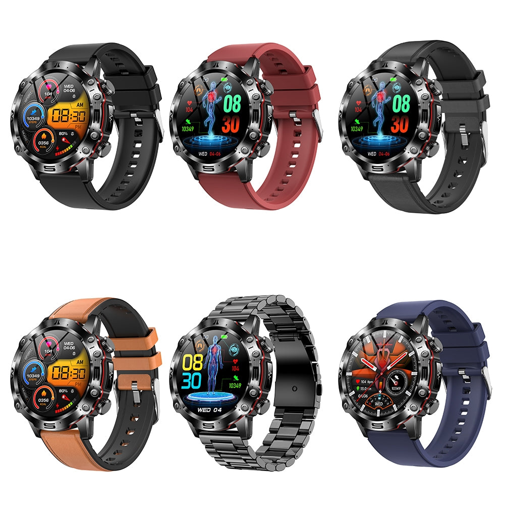 ET482 Smart Watch Answer/Make Calls 1.43 Inch AMOLED Screen IP68 Waterproof Smartwatch Fitness Tracker Black Tape