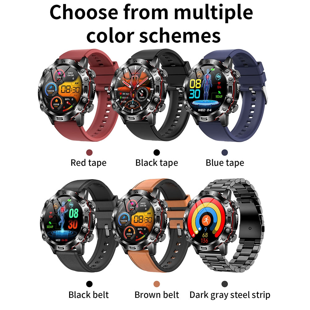 ET482 Smart Watch Answer/Make Calls 1.43 Inch AMOLED Screen IP68 Waterproof Smartwatch Fitness Tracker Black Tape
