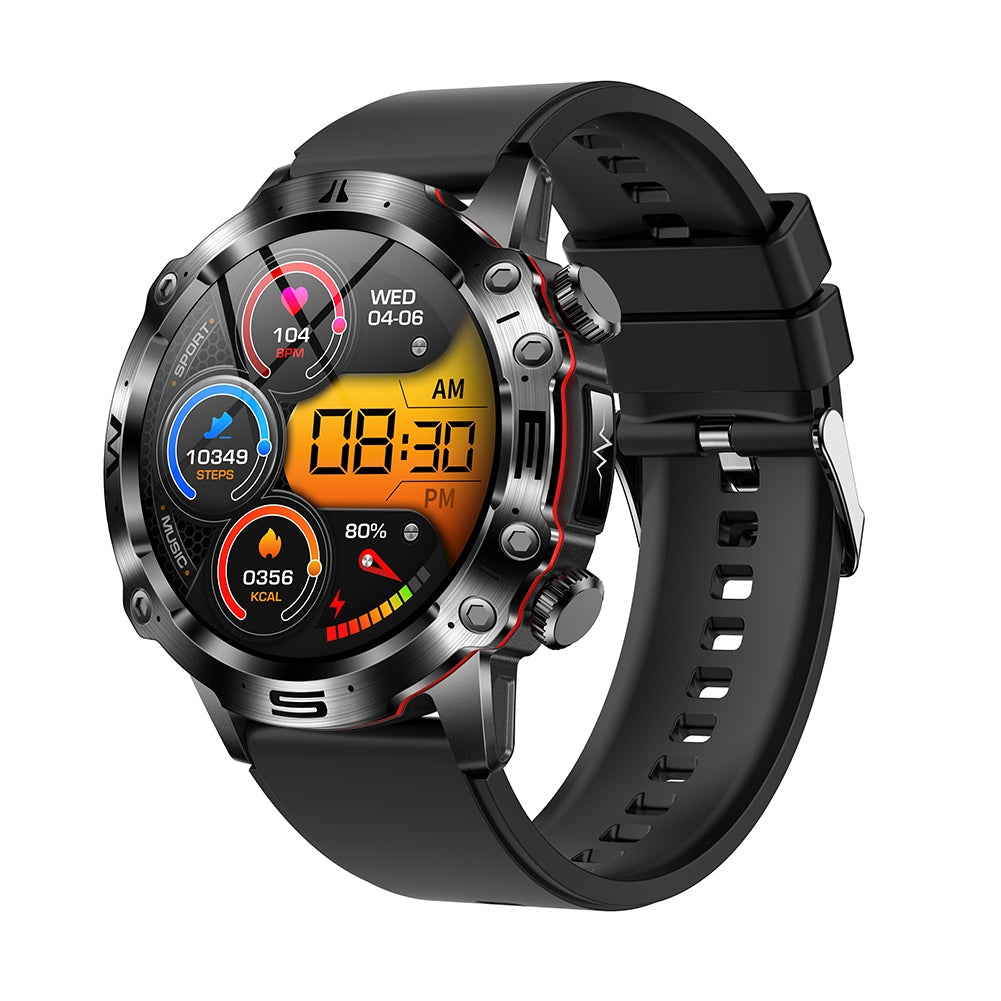 ET482 Smart Watch Answer/Make Calls 1.43 Inch AMOLED Screen IP68 Waterproof Smartwatch Fitness Tracker Black Tape