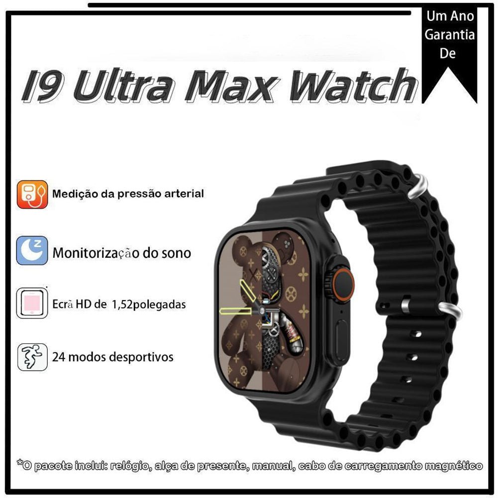 I9 Ultra Max 2.19 Inch Smart Watches Make/Answer Calls Fitness Tracker Heart Rate Blood Oxygen Monitor Watch Yellow
