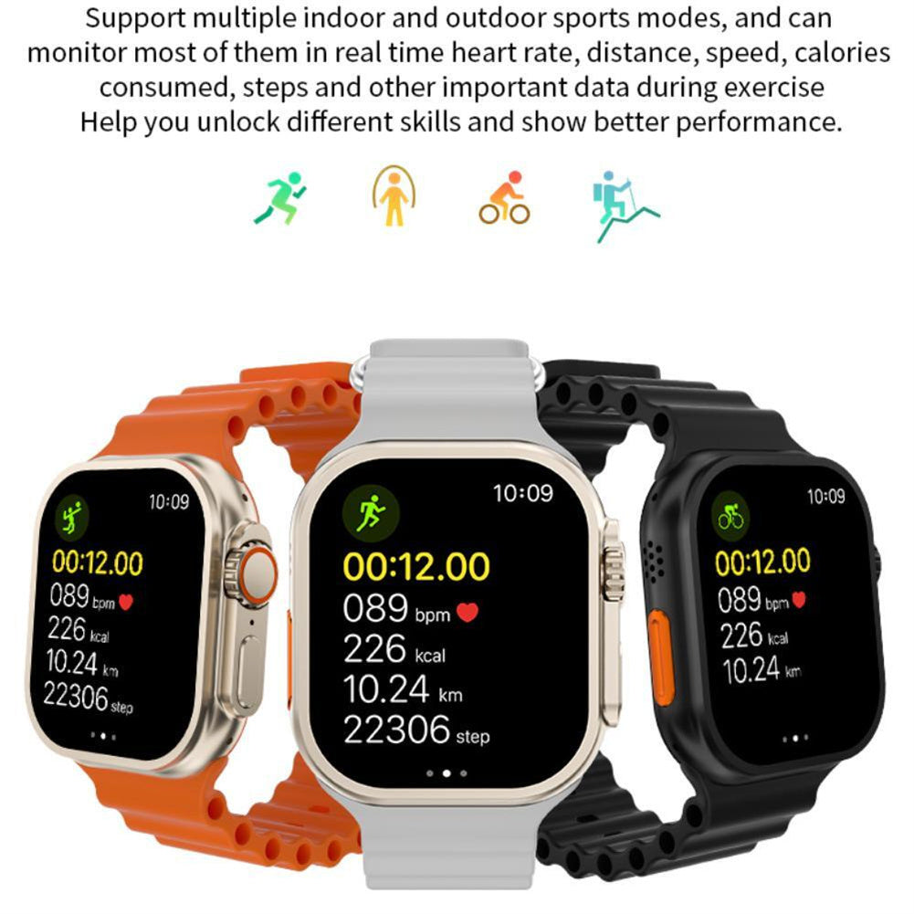 I9 Ultra Max 2.19 Inch Smart Watches Make/Answer Calls Fitness Tracker Heart Rate Blood Oxygen Monitor Watch Yellow