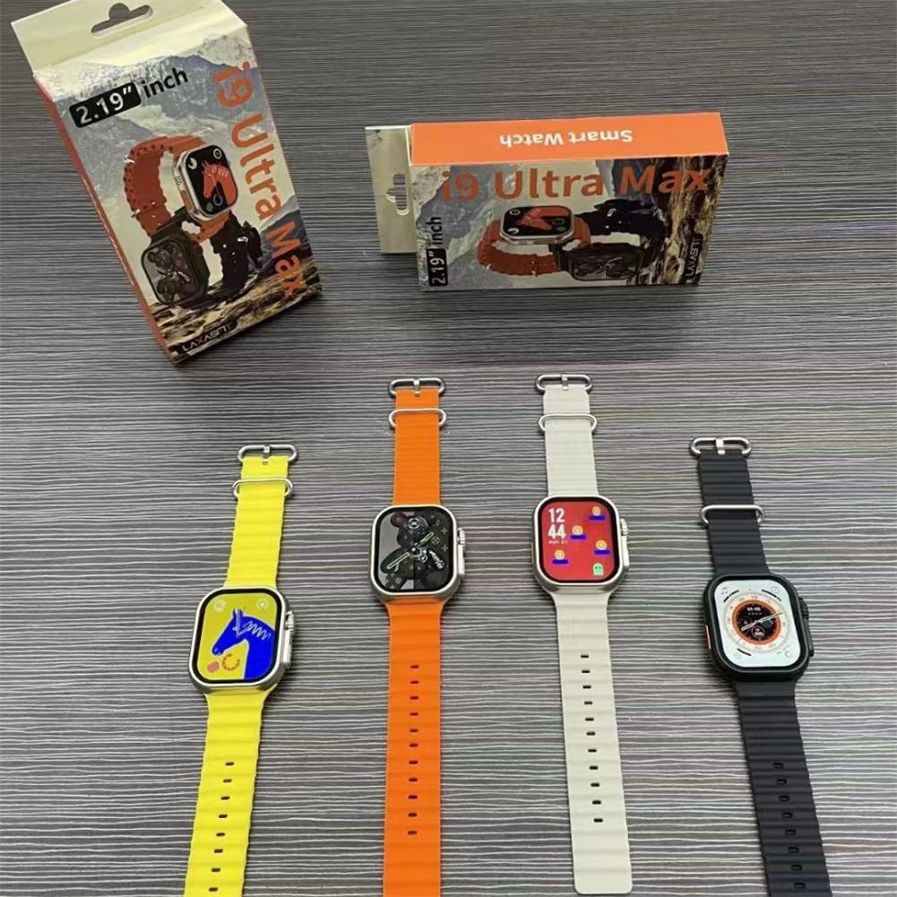 I9 Ultra Max 2.19 Inch Smart Watches Make/Answer Calls Fitness Tracker Heart Rate Blood Oxygen Monitor Watch Yellow