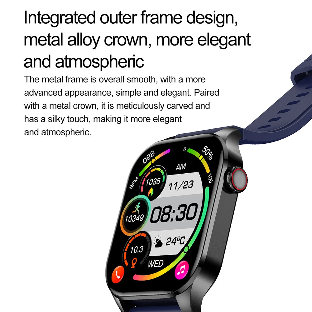 T98 2.04 Inch Smart Watch Blood Oxygen Blood Pressure Heart Rate Sleeping Monitoring for Smart Phones Laptop Pink