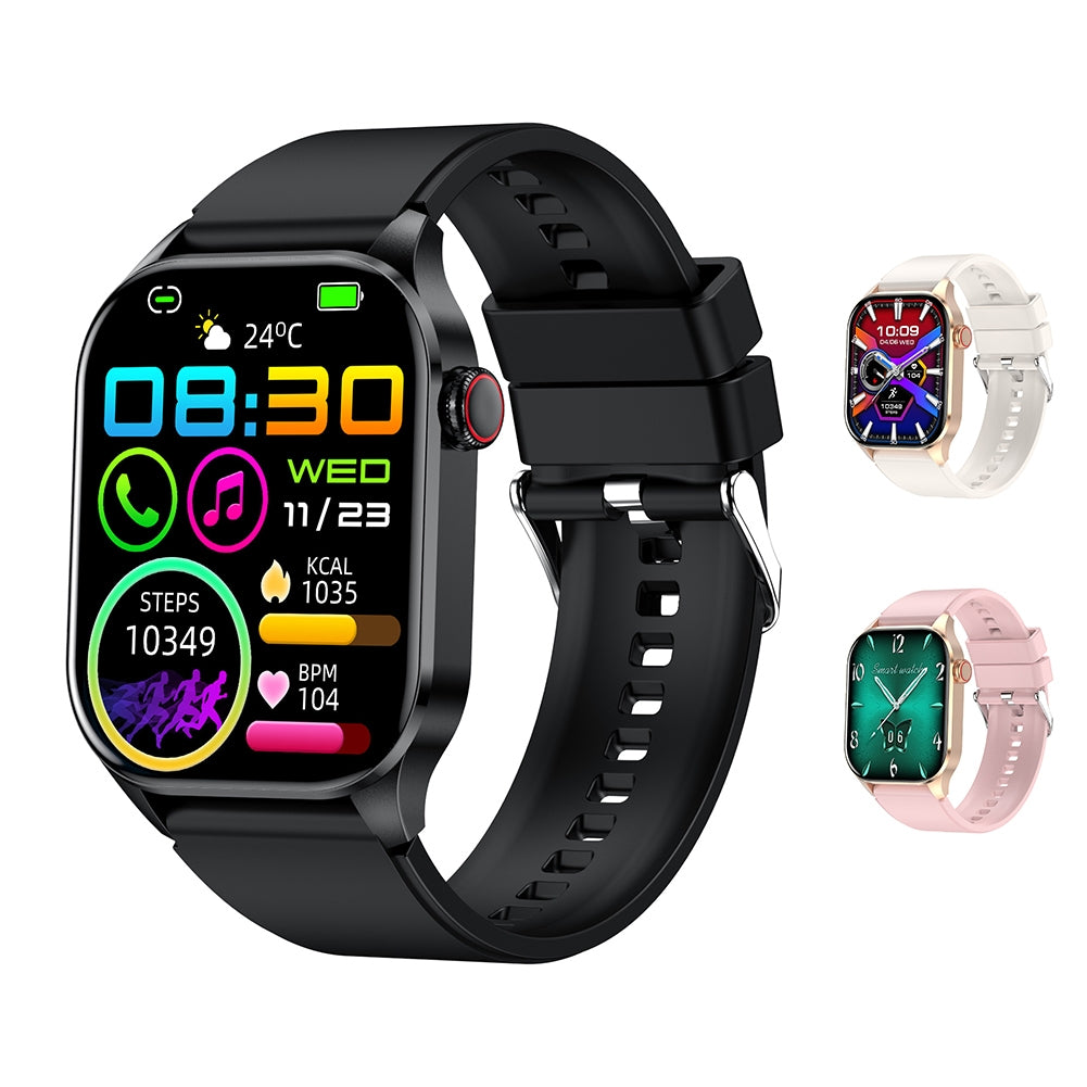 T98 2.04 Inch Smart Watch Blood Oxygen Blood Pressure Heart Rate Sleeping Monitoring for Smart Phones Laptop Pink