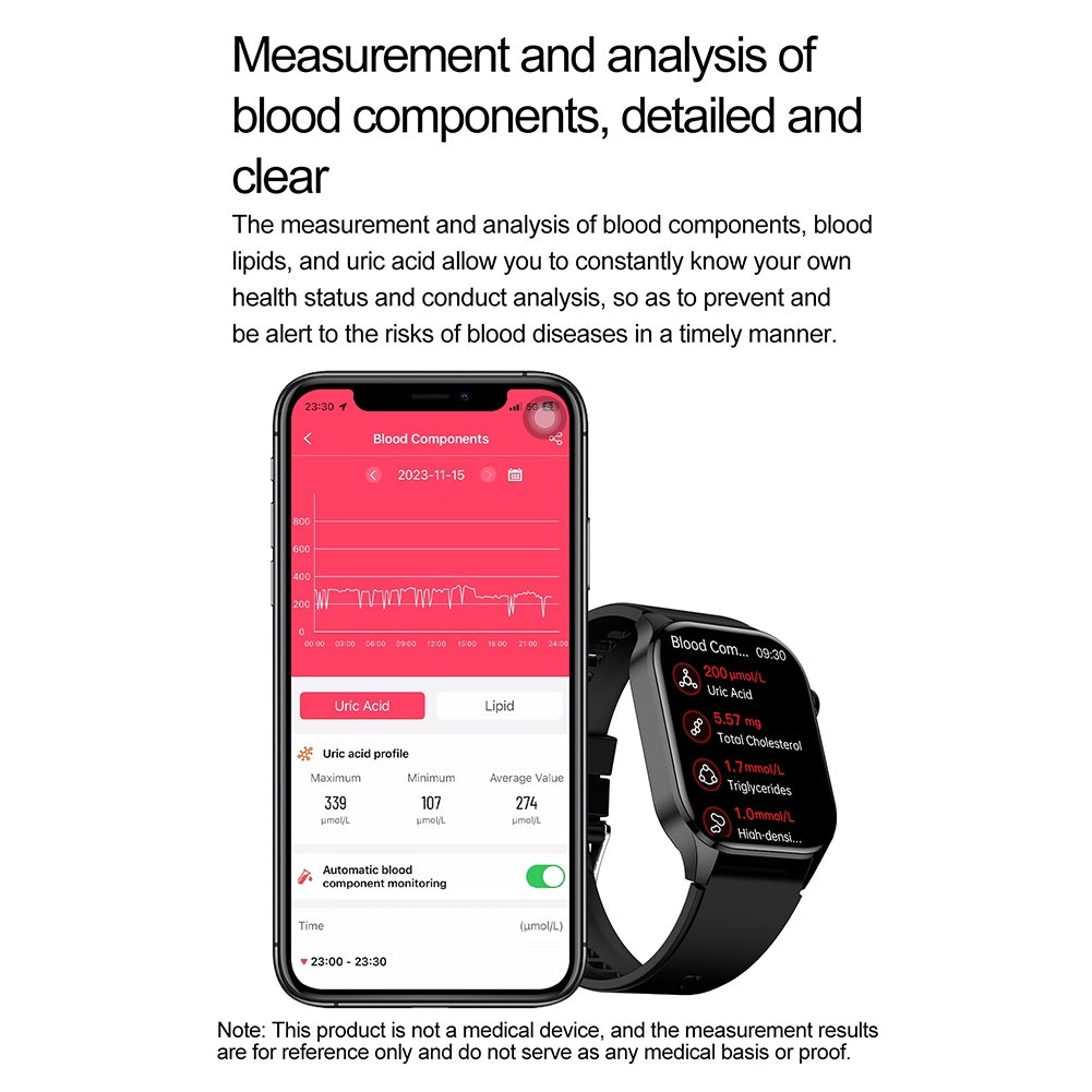 T98 2.04 Inch Smart Watch Blood Oxygen Blood Pressure Heart Rate Sleeping Monitoring for Smart Phones Laptop Pink